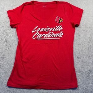 Y2K‎ Captivating Apparel Louisville Cardinals V-Neck Women's T-Shirt Tee Red XL